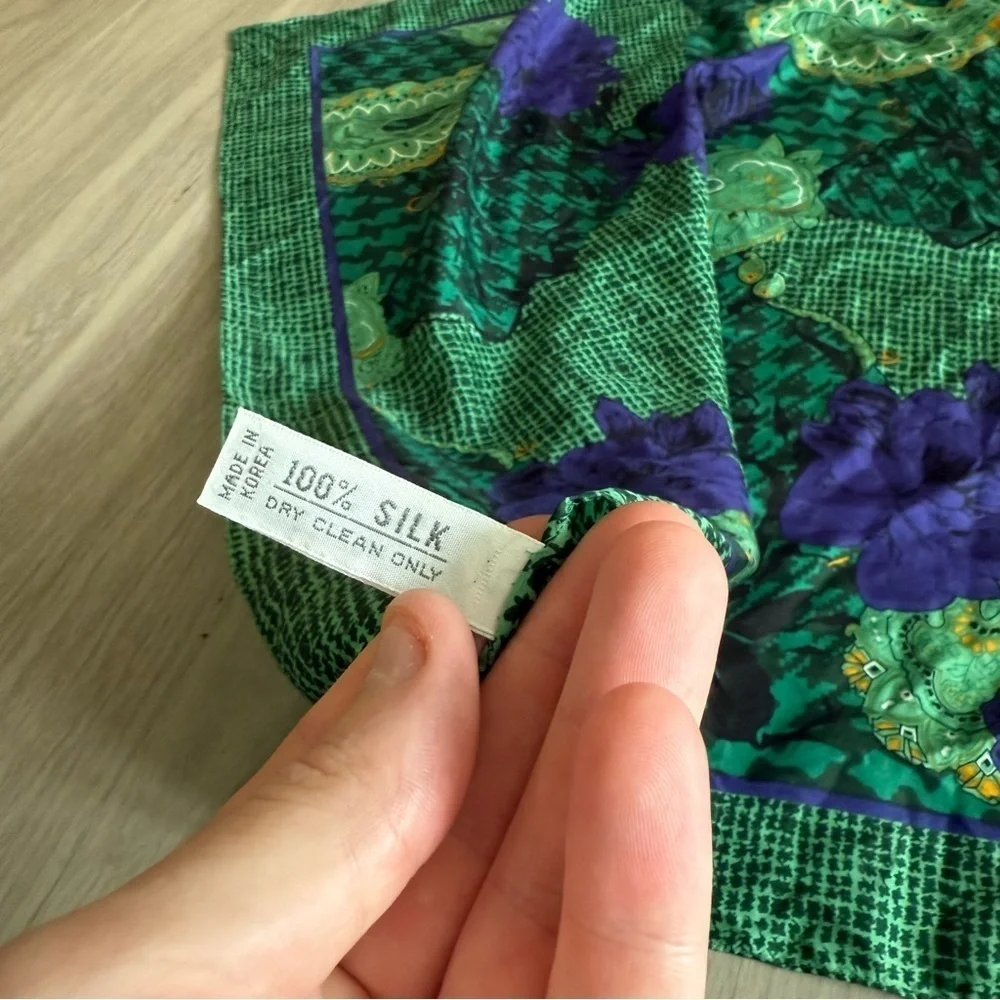Vintage Christian Dior Paisley Printed Green Scarf